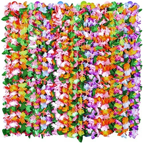 36pcs Luau Party Supplies Colorful Hawaiian Leis Necklace Flower Garlands,Adults