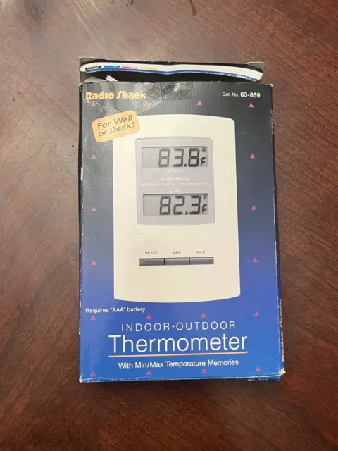 Radio Shack LCD Indoor - Outdoor Thermometer  For Wall or Desk w/Org Box