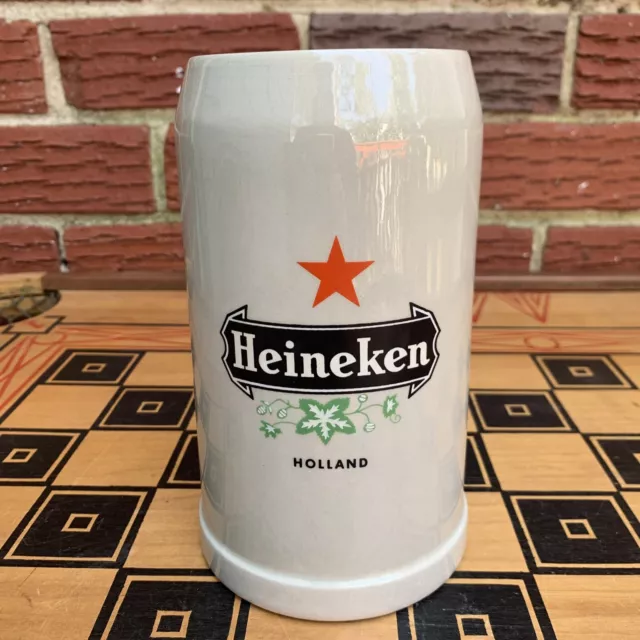 Heineken 1L Beer Mug Stein Holland Netherlands Ceramic Vintage Dutch Lager NV