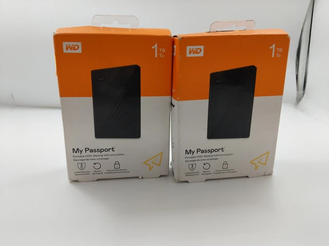 WD My Passport External HDD 1TB WDBYG0010BBK-0B Lot of 2