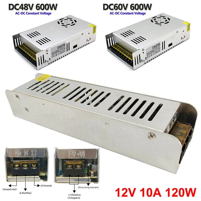AC 110-230V to DC 12V/48V/60V Switch Power Supply Driver Adapter LED Strip Light