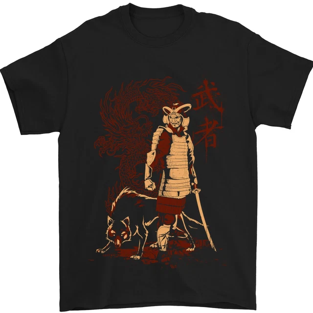 T-shirt Homme Gildan Heavy Weight Samouraï Crâne - Coton, Coupe Loose Fit, Neuf Sur Commande