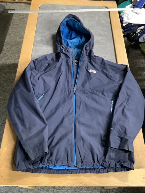 the north face mens hyvent blue rain coat waterproof jacket L with hood