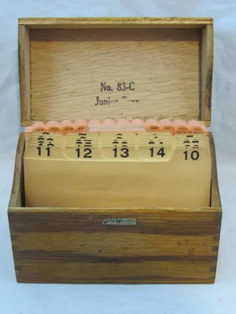 Globe Wernicke Oak Index Card Recipe File Box 83 C Junior 1920'S With Decal B 2