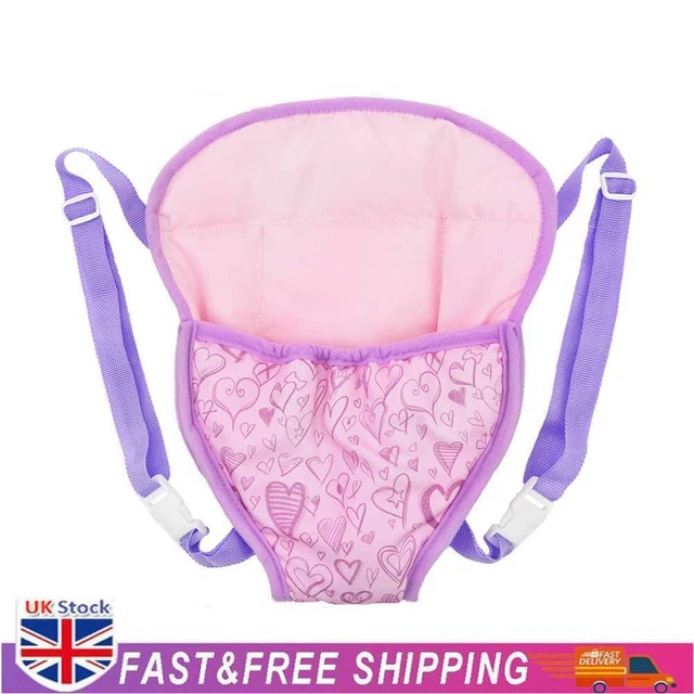 Portable Doll Carrier Front Bag Strap Pretend Play Toy (Purple Heart)