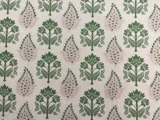 Agar Morris Linen PINK GREEN Fabric Curtain Blind Upholstery Craft
