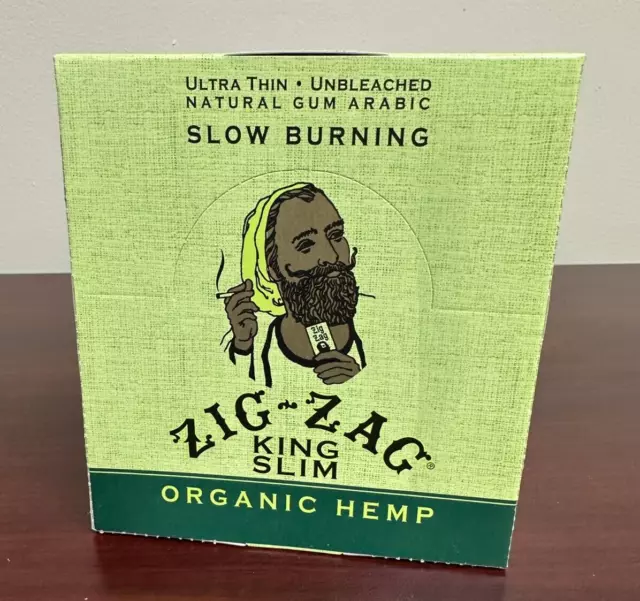 ZIG ZAG Organic King Slim Rolling Papers-FULL BOX -24 Packs