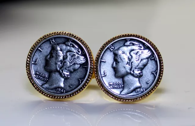 U.S. Silver Mercury Dime Coin Cufflinks 90% Constitutional Silver U.S. Silver Mercury Dime Coin Cufflinks 90% Constitutional Silver