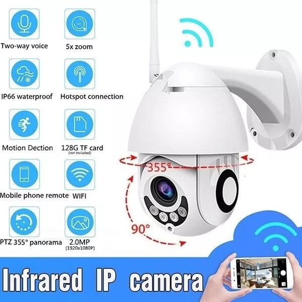 Caméra IP Pour Extérieur Anti Pluie Wifi 1080P Full HD Webcam Motorisée