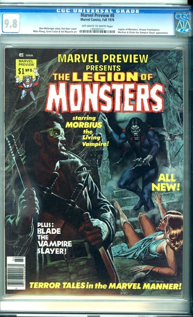 Marvel Preview 8 Cgc 9.8 White Pages Morbius Blade Legion Monsters Comics 1976