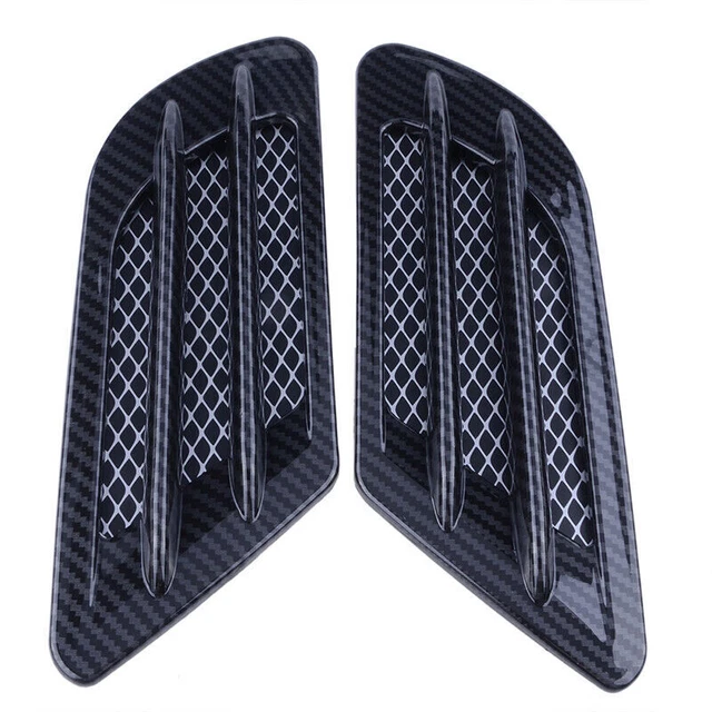 2* Carbon Fiber Black Car Air Flow Fender Side Vent Decoration Sticker Universal
