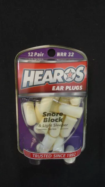 Hearos Ear Plugs Snore Block & Light Sleeper Series 12 Pair NRR 32