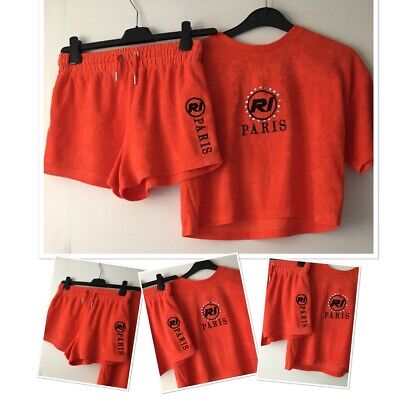 River island girls summer toweling shorts & top set worn twice 11-12 years