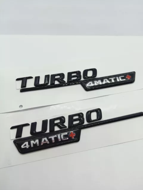 2 Logo Turbo 4Matic+ 140mm Mercedes Classe E AMG GT emblème Noir brillant