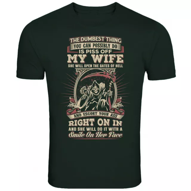 Don't Piss Off My Wife Skull T Shirt Funny T-Shirt Mens Womens Unisex Tee