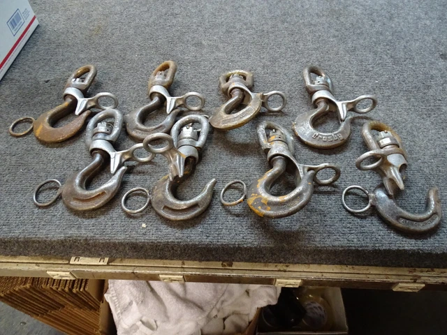 Lot of 8 AB Chance Crosby Chicago Swivel Hooks 1/2, 1 1/2T,