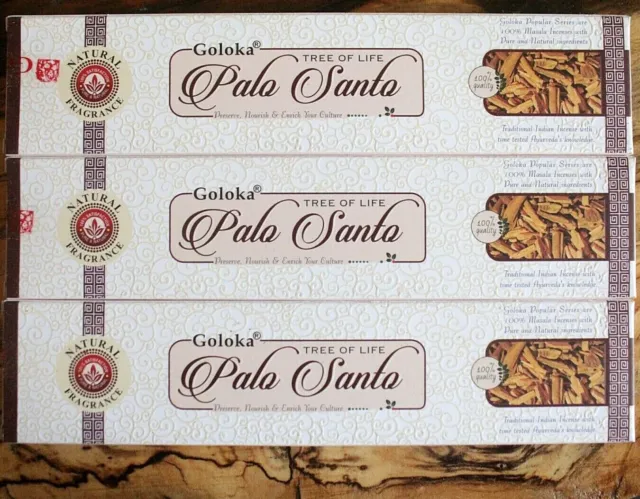 1 or 3 x 15g Pure & Natural PALO SANTO Holy Wood Cleansing GOLOKA Incense Sticks