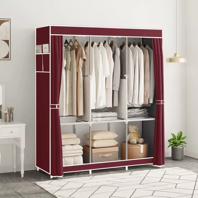 Large Portable Clothes Closet Wardrobe Organizer Storage Cabinet Unit Shelf Rack 3