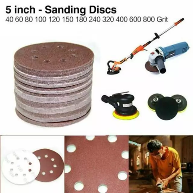 80pc Sanding Discs 125mm Pads 40-400 Mix Orbital Sander Hook Loop Sandpaper 3