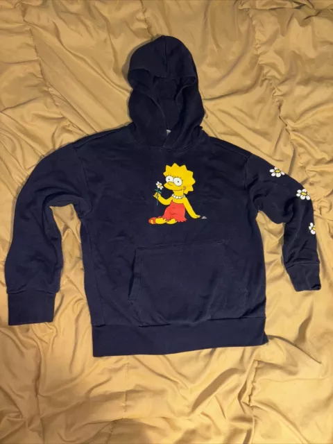 The Simpsons Lisa Simpson Pullover Hoodie Kids Size Medium Navy Blue