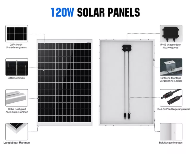 Kit solaire 12V 100W 200W kit panneau solaire mono panneau solaire avec régulateur de charge 30A 2