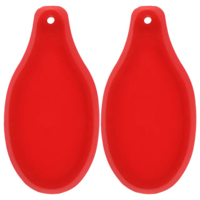 2 piezas cuchara roja reposo cuchara de silicona