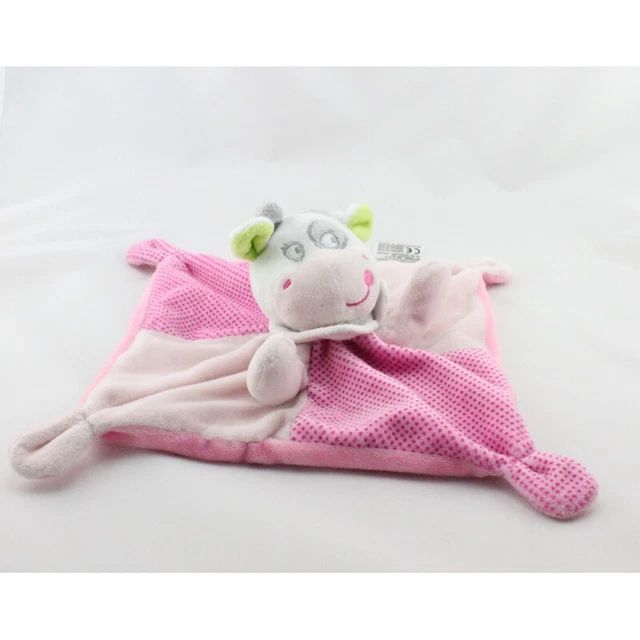 Doudou plat vache rose blanche pois MOTS D'ENFANTS - 17511