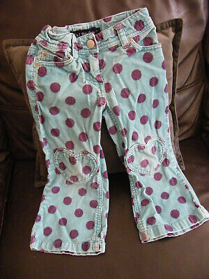 Mini Boden Cord Trousers Age 3 Years Girls Cords Teal With Purple Spots Patches