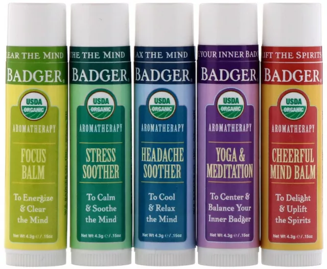 Certified Organic Badger Point Stick Balm / Essential Oils Aromatherapy Kit Set