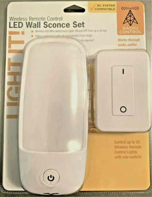 Light It! By Fulcrum LED Wireless Wall Sconce with Remote Control White NEW
