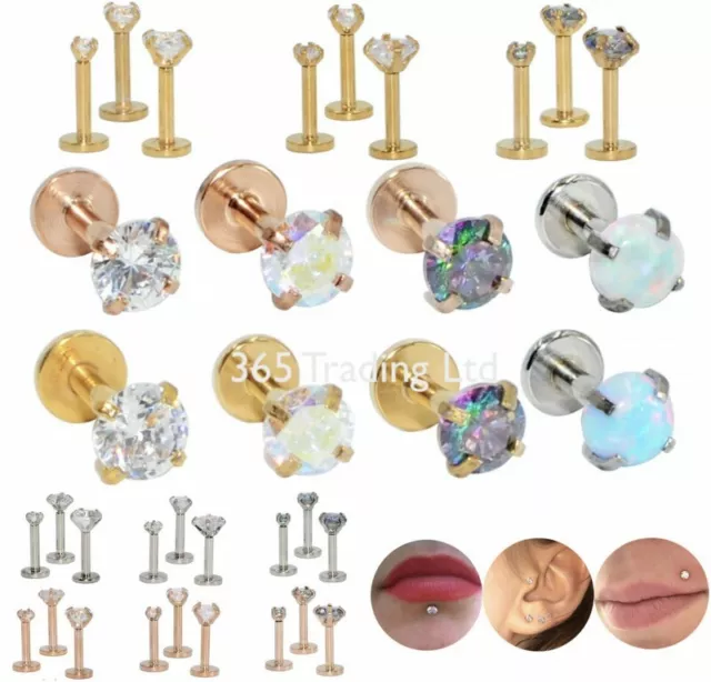 Labret Bar Stud Tragus Triple Helix Cartilage Tragus Ear Conch Piercing Prong