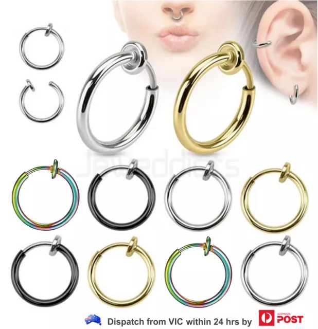 2-6PCS CLIP ON Fake Earrings Non-Piercing Hoop on Ear Nose Helix  Hypoallergenic $5.99 - PicClick AU