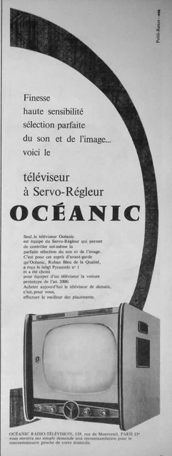 Publicité Océanic Le Téléviseur A Servo-Régleur Label Pyramide N°1 Finesse