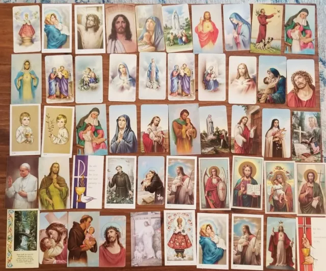 Lot of 50 Christian Catholic Memorial Funeral Holy Cards Jesus Mary