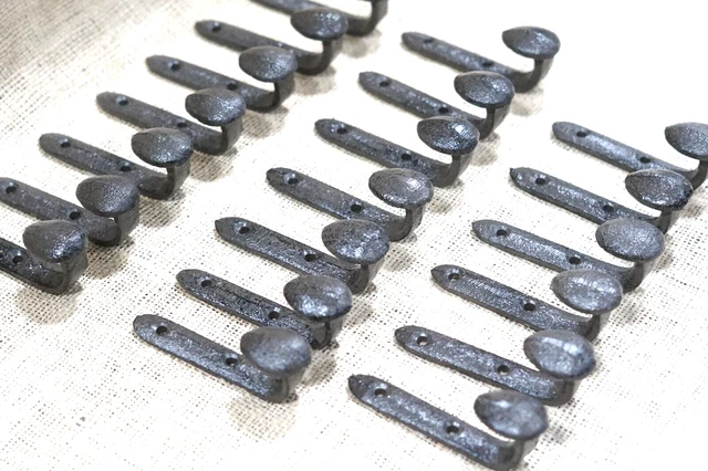 20 Rustic Coat Hooks Cast Iron Wall Mount Hat Hook Towel Railroad Spikes Bath