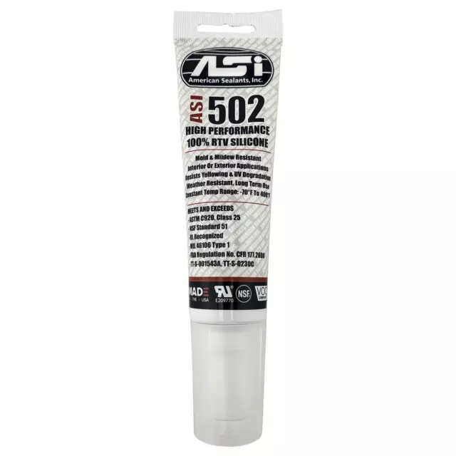 ASI 502 Clear Food Grade 100% RTV Silicone Sealant - 2.8 Oz Squeeze Tube