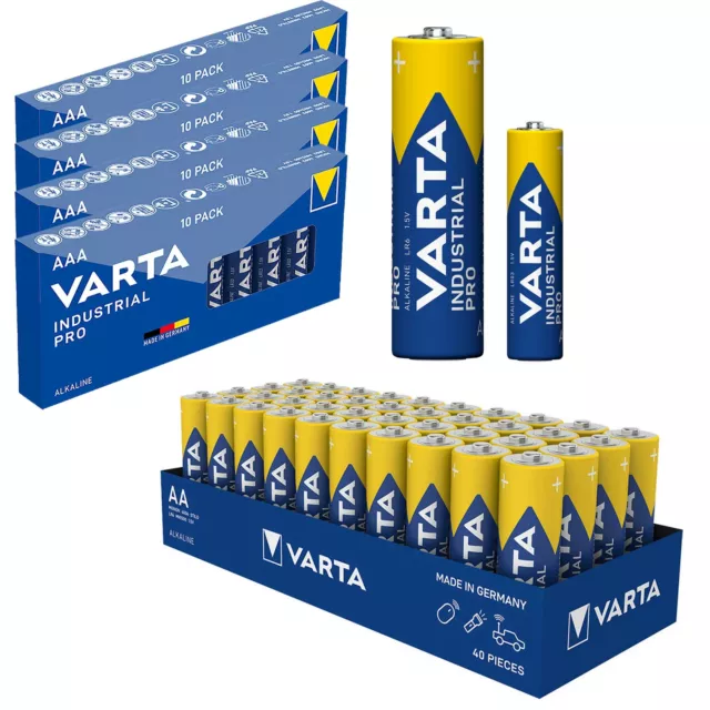 80 x Varta Batterien 40x AA LR6 Mignon+40x LR3 AAA Micro Alkaline Industrial PRO