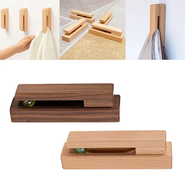 Towel Hooks Clothes Storage Hanger Holder Wall Mounted Wooden Hook Bag Bathroom