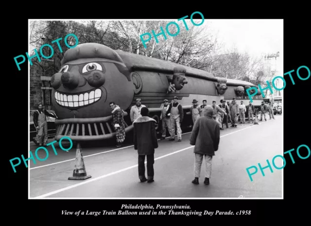 OLD POSTCARD SIZE PHOTO PHILADELPHIA PENNSYLVANIA, THANKSGIVING TRAIN c1958