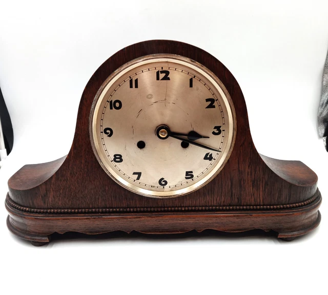 VINTAGE WOOD NAPOLEON Hat Mantel Clock for Parts and Repairs Striking