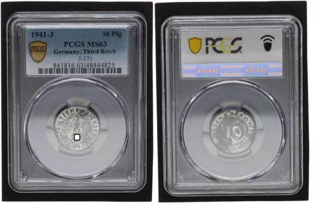 Drittes Reich 10 Pfennig 1941 J seltene Erhaltung  PCGS MS63    108307
