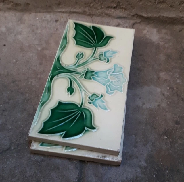 2 Pcs Lot Rare Ceramic Tiles Porcelain Vintage Art Japan  Tiles T.p Mark 8