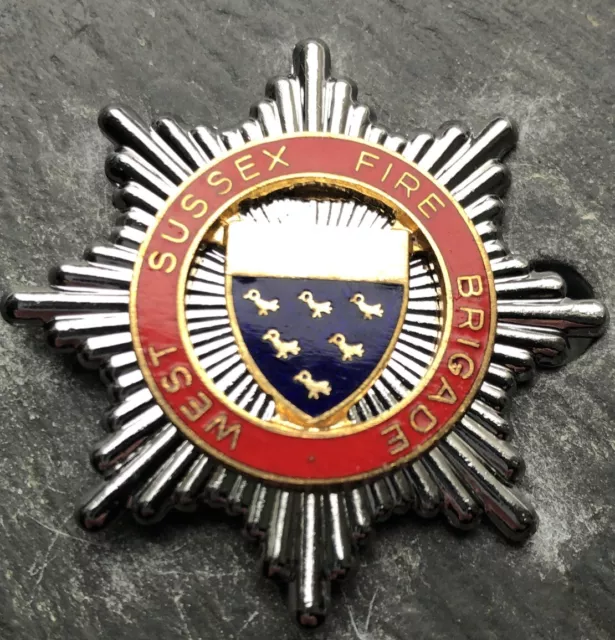 Obsolete West Sussex Fire Brigade  Cap Badge.