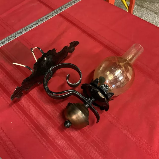 Vintage Honsel Sconce Light Copper Black Steel Distressed 60 Watt Wall Mount