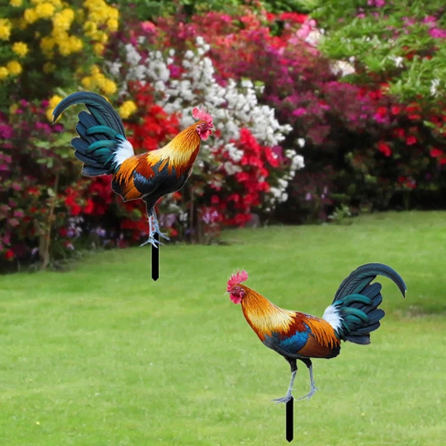 MagiDeal Statue Coq Acrylique Pour Jardin - Figurine Animal Piquet Décoration Extérieur