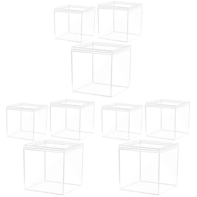 9 Pcs Transparente Displaybox Quadratische Behälter Mit Deckel Vitrine