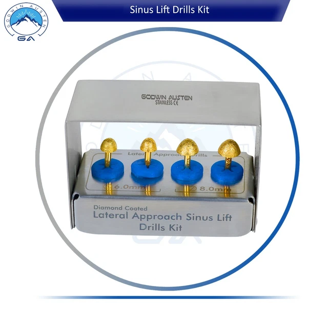 DENTAL LATERAL APPROACH Drill Kit Sinus Lift Membrane Diamond Coated ...