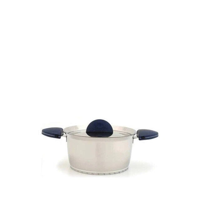 "Cazuela cubierta de acero inoxidable BergHOFF azul stacca de 8" precio de venta sugerido por el fabricante $200