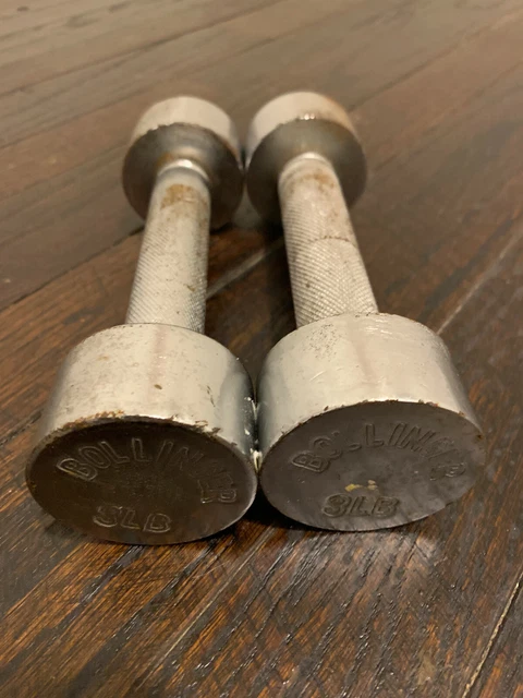 VINTAGE BOLLINGER CHROME Pair of 3lb Dumbbells 3 lb Screw On Adjustable Weights 20.43 PicClick