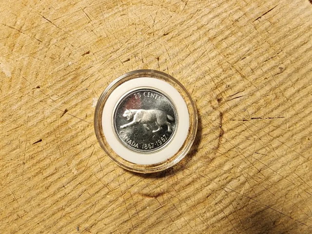 1967 Canada 25 Cents Gem Bu Proof-Like 80% Silver Quarter Coin